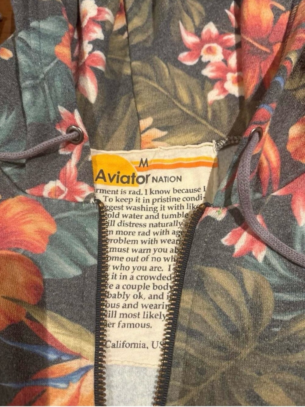Aviator Nation Kauai Tropical Zip Hoodie – Size Medium - Picture 3 of 7
